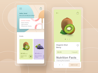 Grocery Selling App app best shot browse cards ui concept dribble shot dribbleartist ecommerce geometic home ios layout minimal pastel product design simple typogaphy ui ux web