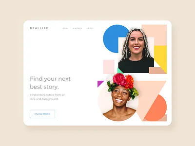 REALLIFE - Web Landing Page Layout app best design best shot color concept design dribble shot dribbleartist geometric minimal product design trending ui ux web weblayout website white whitespace writers