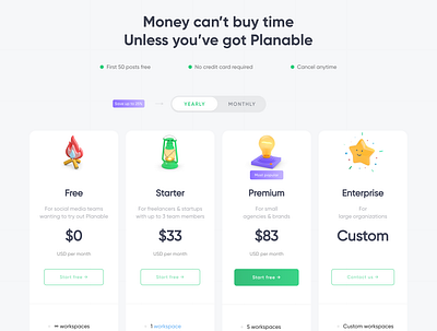 Planable Pricing Page pricing page website