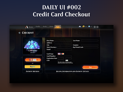 002 Credit Card Checkout dailui dailyui002 design game magicthegathering mtg payment ui