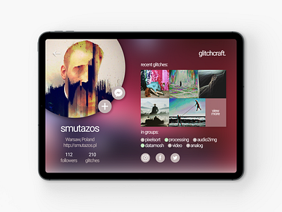 "glitchcraft." - User Profile adobe xd app app concept daily ui 006 dailyui design glitch mobile profile ui user web