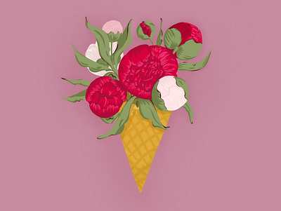 Peony’s ice cream, please flowers graphic design illustration peony procreate summer