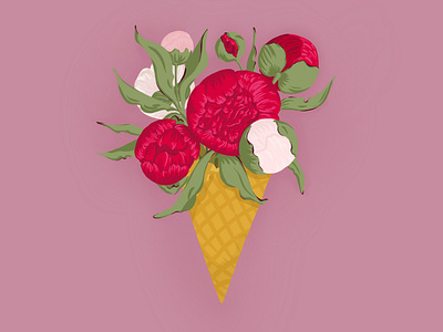 Peony’s ice cream, please flowers graphic design illustration peony procreate summer