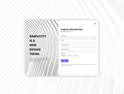 Simplicity registration page simplicity ui