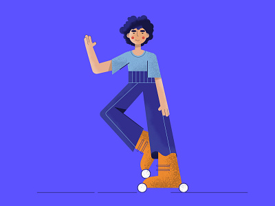 roller skater character illustration