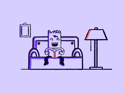 Reading on the couch illustration