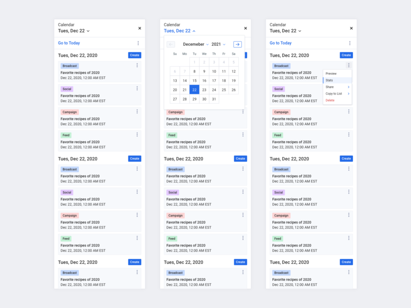 Slide-In Calendar Component app app design product design ui ux