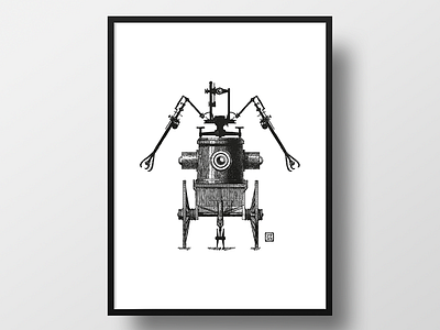 The First One digital 2d illustration robot robotic vector vintage robot