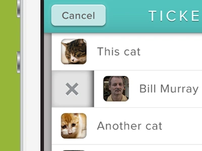 This cat, Bill Murray, Another cat app iphone meowzers transaction ui