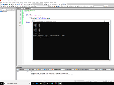 Nested Loop C Programming Code Or Output