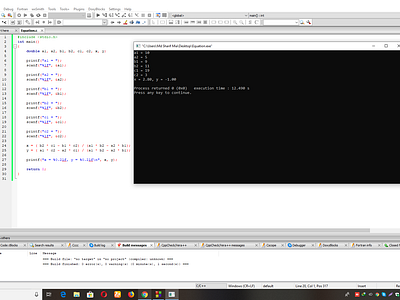 Equation in C programmin code or output