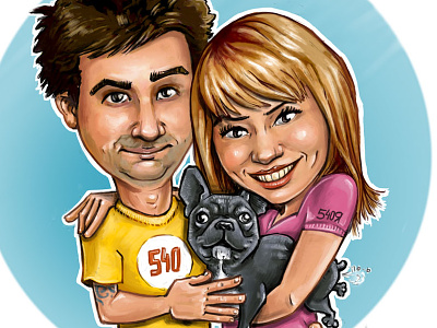 Stanimir and Jordana caricature art caricature cartoon character digital dog fun illustration