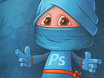 Psd Ninja character fun illustration mascot ninja vector