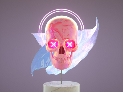 Dead fun 3d 3d art cinema 4d colour experiment gradient neon octane octane render otoy pattern personal project render skull vibrant