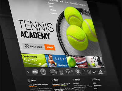 Tennis Academy Website Draft design draft mockup template website