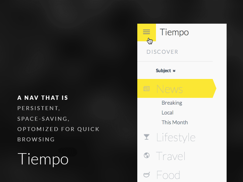 Tiempo Nav nav navigation ui ux web design