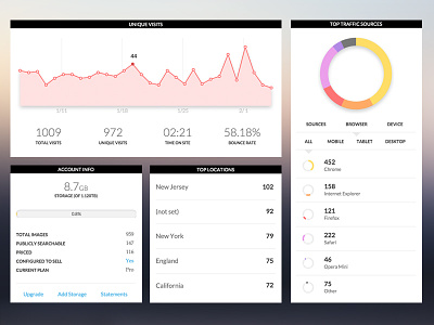 Information Dashboard dashboard metrics photoshelter ui web design