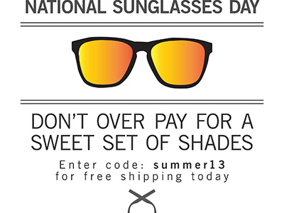 WIP ad for national sunglasses day ad flatish indesign sunglasses text