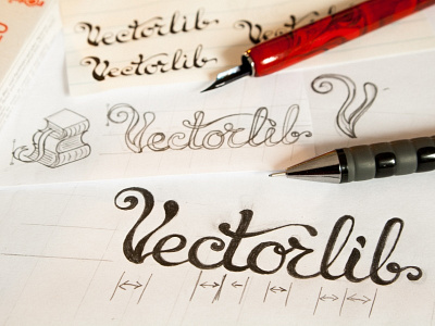 Vectorlib Sketch draft gillotts hand drawn lettering logo logo design logotype nib pen pencil script sketch type typography vectorlib wip