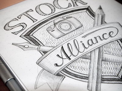 Stockalliance logo WIP drawing lettering logo paper pencil prototype sketch stockalliance.org wip