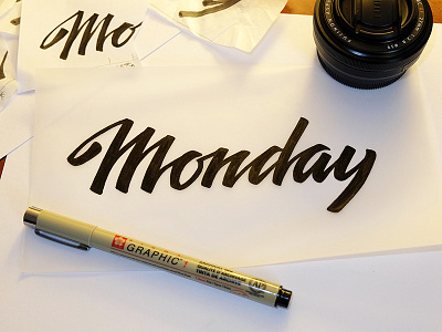 Monday lettering brush pen calligraphy lettering process script type typography