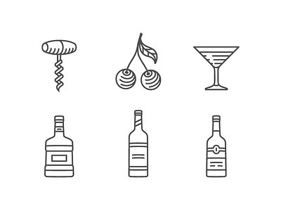 Alcohol drinks icons alcohol drinks icon line vector