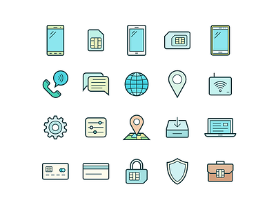 Icon set for a mobile network operator cellular icon icons mobile network operator provider service vector wireless