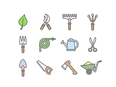 Gardening tools garden gardening icon linear tool vector