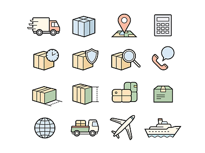 Parcel delivery service icons
