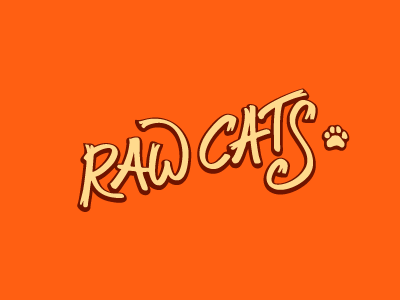 Raw Cats logo brush pen calligraphy lettering logo script type typography vector