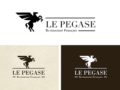 Le Pegase - French Restaurant black white brand classic logo logotype pegasus restaurant