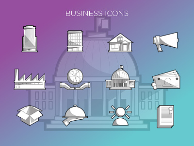 Business Icon Set building business business model canvas design factory flat government graphic house icon illustration minimal money product service set tool vector