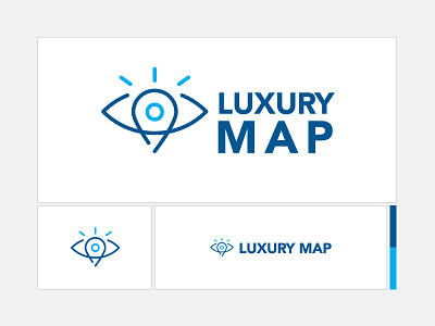 Luxury Map blue brand branding design eye flat graphic icon illustration lettering logo map minimal mono line pin shine typography vector web