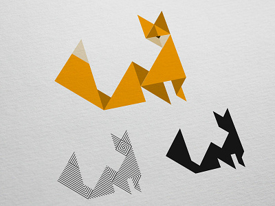 Paper fox abstract animal brand branding design flat folded fox geometric graphic icon illustration logo minimal origami paper tangram texture triangles vector