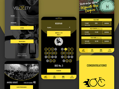 Velocity App app bike brand branding design extreme flat graphic look and feel minimal mobile reserve spinning sports texture typography ui ux vector velocity