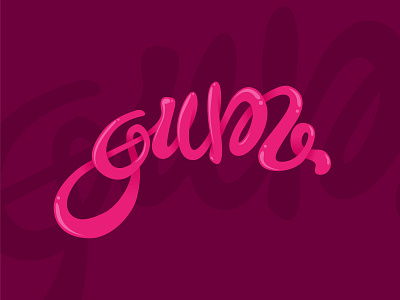 Gum brand branding calligraphy design elastic flat fun graphic gum hand illustration lettering minimal shiny slime texture type typography vector writing