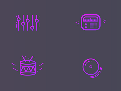 Gradient Music Icons gradient icons line music
