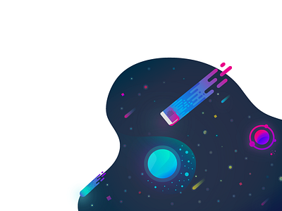 Above The Clouds comet gradients illustration landing page planet space stars ui website