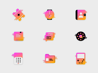 Generic Client Icons contact document games gradient icons illustration movies phone website