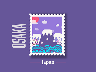 Japan Stamp flat illustration japan osaka stamp