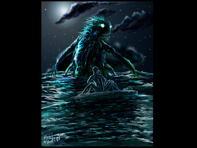 The Horror At Sea digital 2d digitalart digitalpaint digitalpainting ebook horror horrorillustration illustration monster photoshop