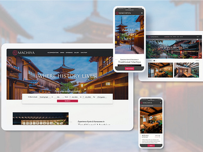 Machiya Hotel Responsive Website desktop hotel japan japanese mobile responsive design