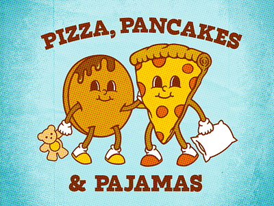 Pizza, Pancakes, & Pajamas adobe cartoon christian church design graphic design illustration illustrator pajamas pancake photoshop pizza retro series