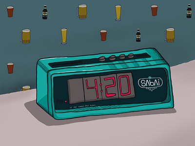 420 420 alarm clock beer cerveza illustraion pencil procreate