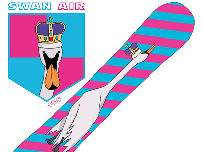 Swan Air snowboard illustrator procreate snowboard swan