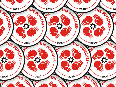 Roll with the punches 2020 badge black boxing boxing glove circle pattern punch red rollwiththepunches star white