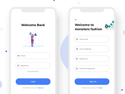 Signup & Login | Monster app app design branding chennai creative design flat illustration login minimal signup ui