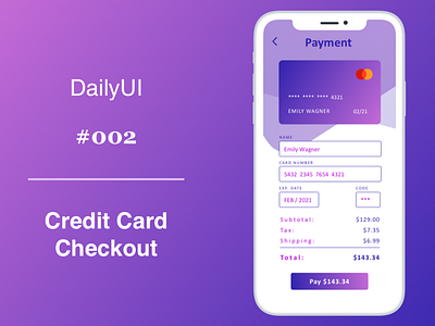 Credit Card Checkout credit card checkout dailyui dailyui 002 payment app