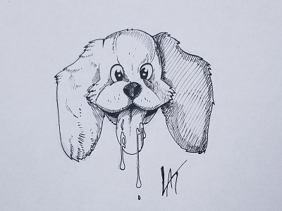 Inktober 2018 - Day 6 - Drooling illustration inktober inktober2018 puppy