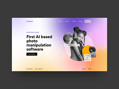 Home page first fold Design for a AI SaaS startup 2020 trends branding daily daily ui challenge graphic design home page illustration manipulation startup ui ui